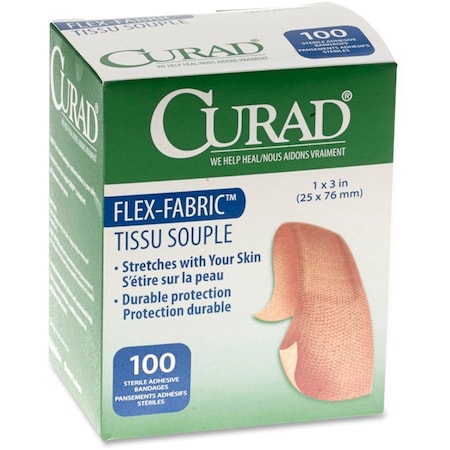 Medline Fabric Bandages, Flex Fabric, 1"x3", 100/BX, PK100 MIINON25660